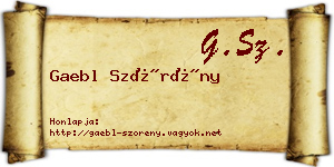 Gaebl Szörény névjegykártya